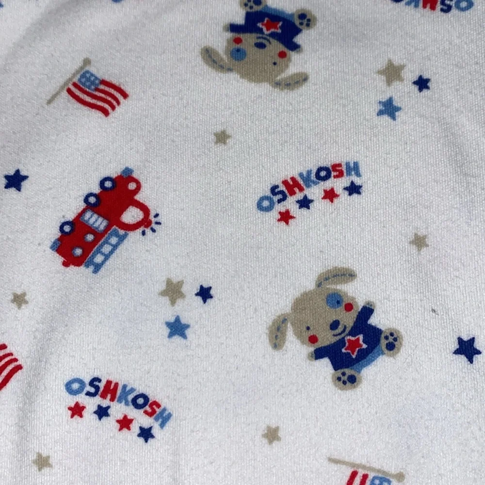 OshKosh B'gosh Baby Bodysuit Red White blue fire truck stars dog 12m